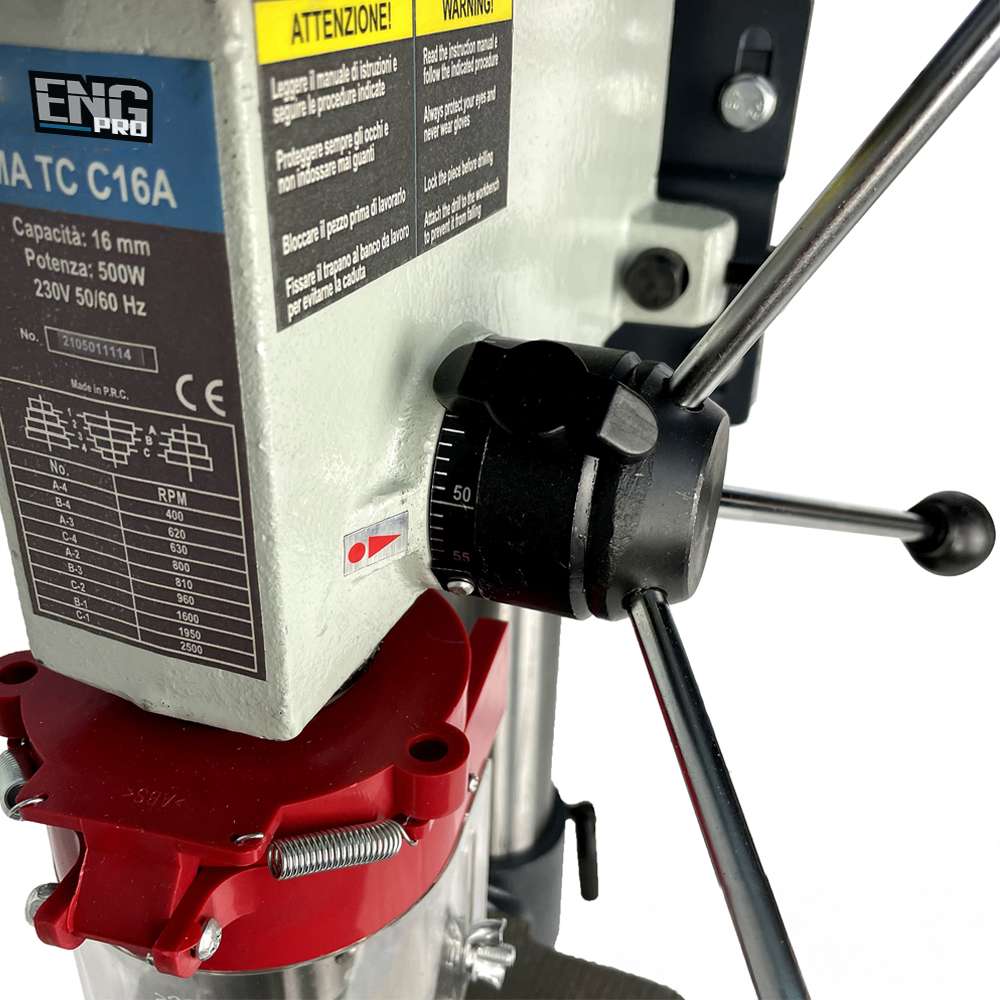 Trapano da banco a colonna con trasmissione a cinghia 16mm echoENG MA TC C16A