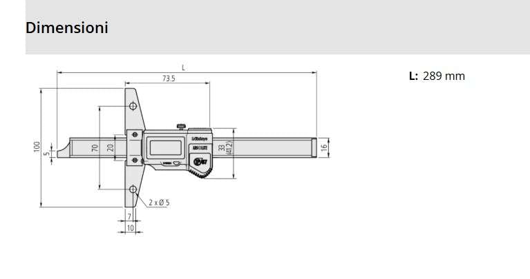Calibro di Profondità ABS IP67 0-200 mm 571-252-20 - Mitutoyo