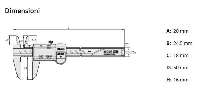 Calibro digitale ABS AOS 0-200 mm 500-182-30 - Mitutoyo