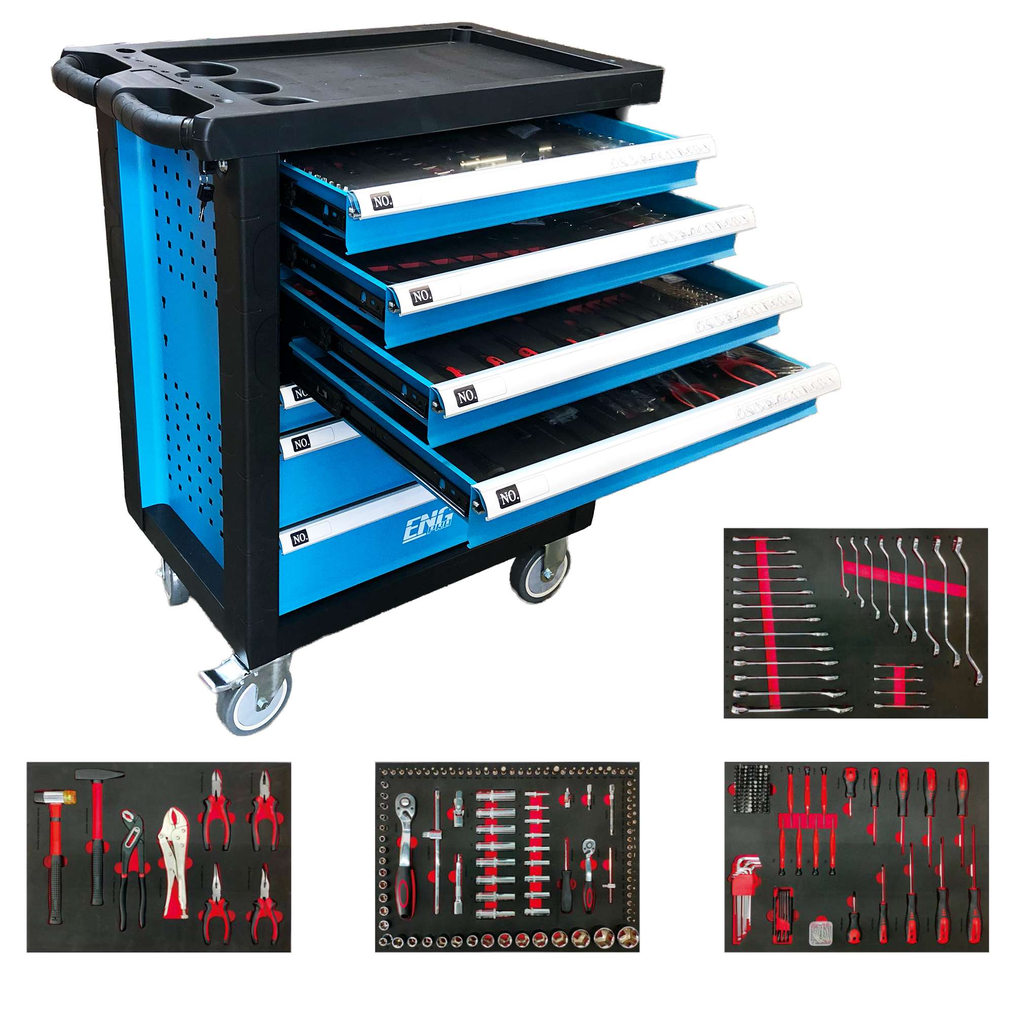 Cassettiera Porta Utensili con 7 Cassetti e 300 Utensili ENG PRO - FI 90 C300