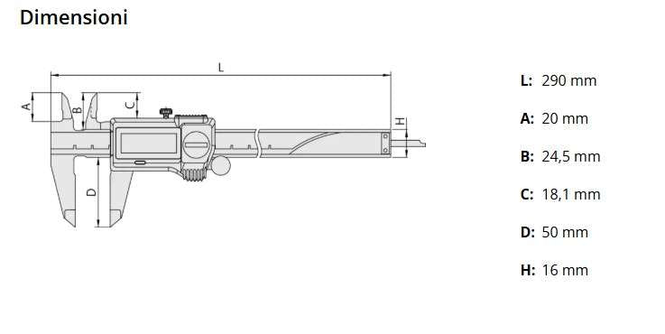 Calibro ABS impermeabile IP67 0-200 mm 500-717-20 - Mitutoyo