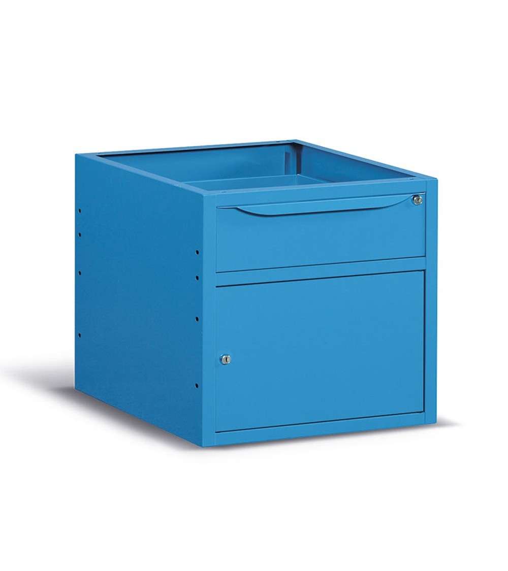 Cassettiera per banco da lavoro 630 X 607 X 570 H - con un cassetto e una porta, portata 25 KG - FAMI FBG03S63C000404 - Blu