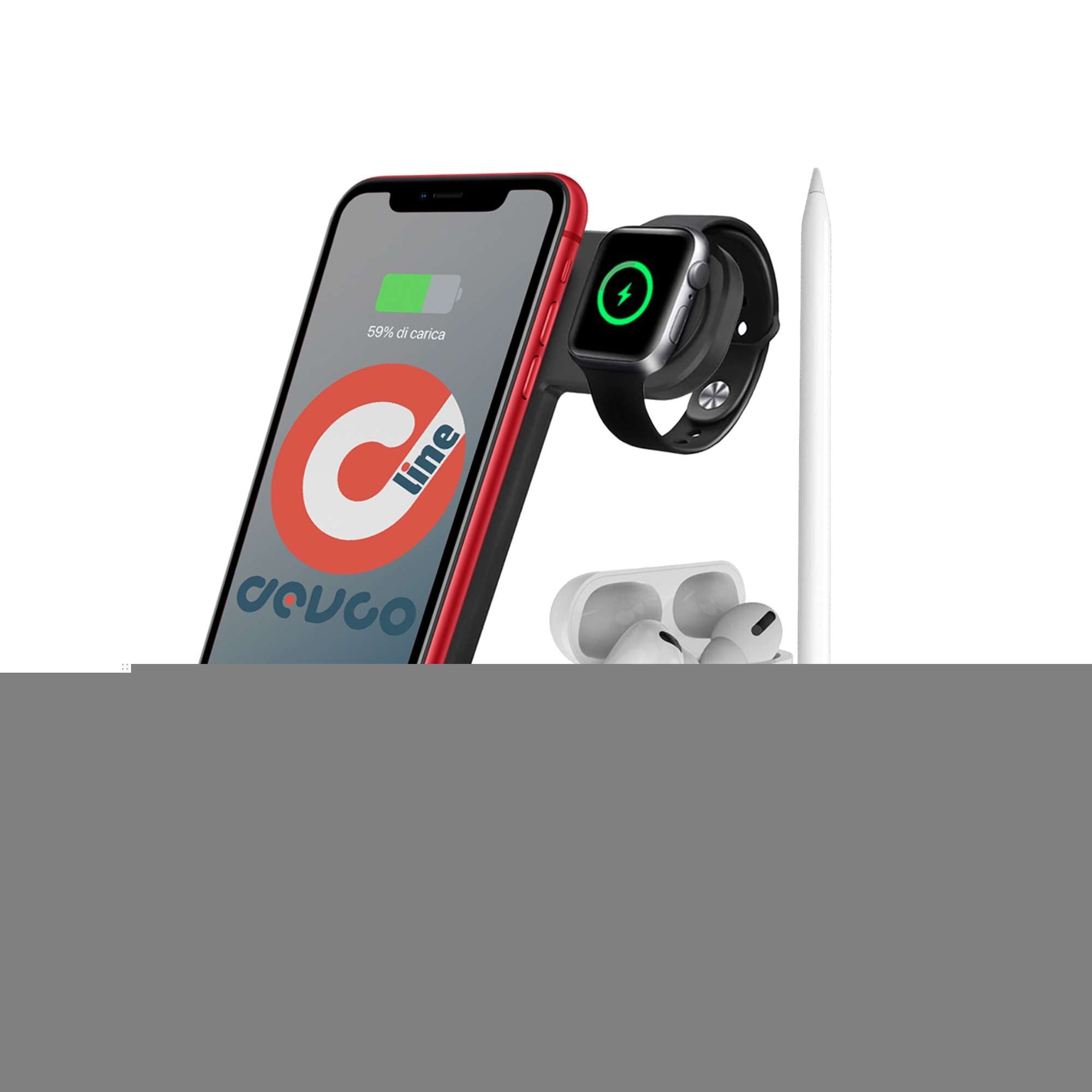 Stazione supporto carica 4 in 1 iPhone/iWatch/AirPods - DEVCOline AT CW 4IN1