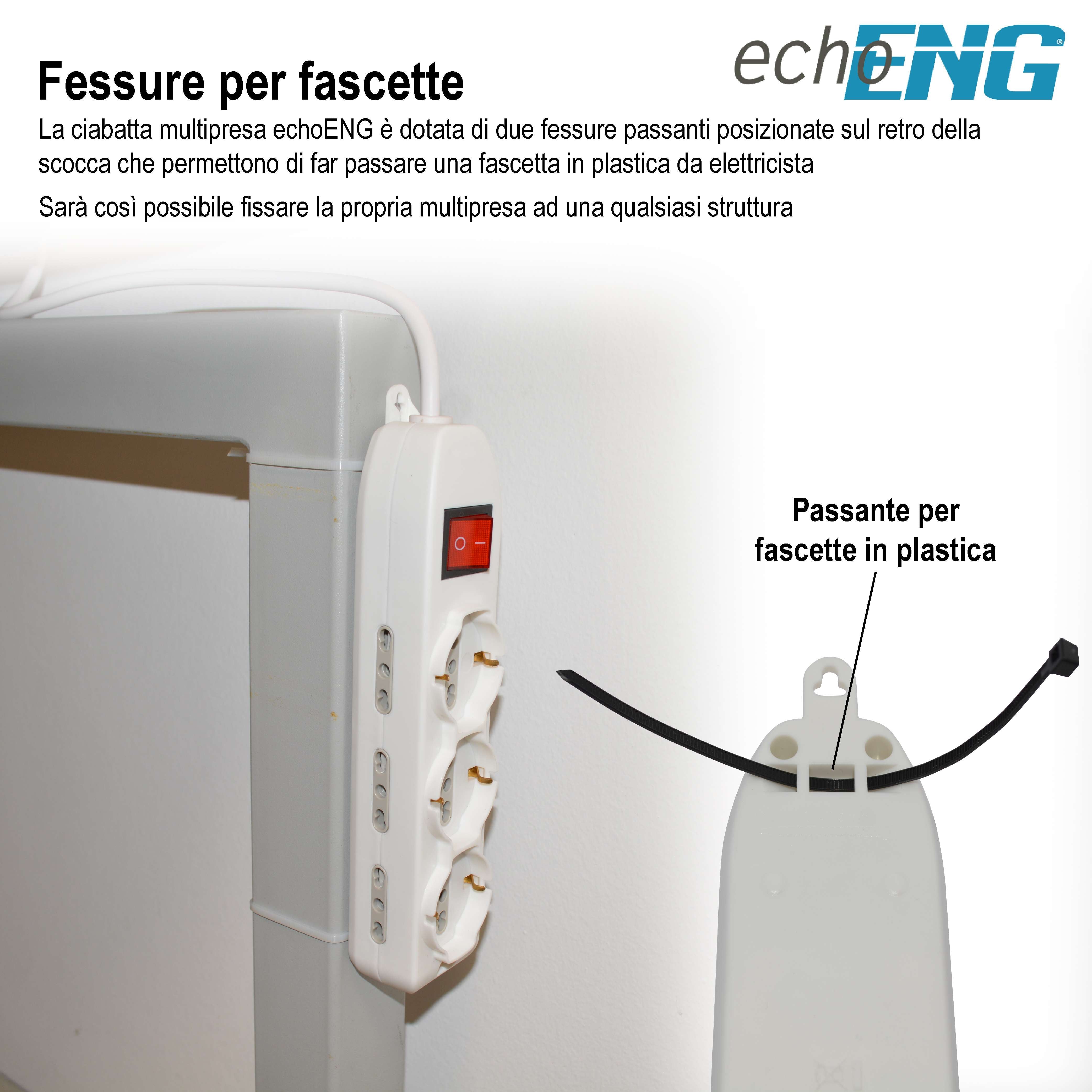 Multipresa elettrica 6 Posti Bipasso / 3 Schuko 1,5m 16A - echoENG UM 90 MI9P