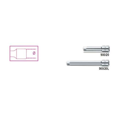 Prolunga con attacchi quadri, maschio e femmina 1/4" cromate - Beta