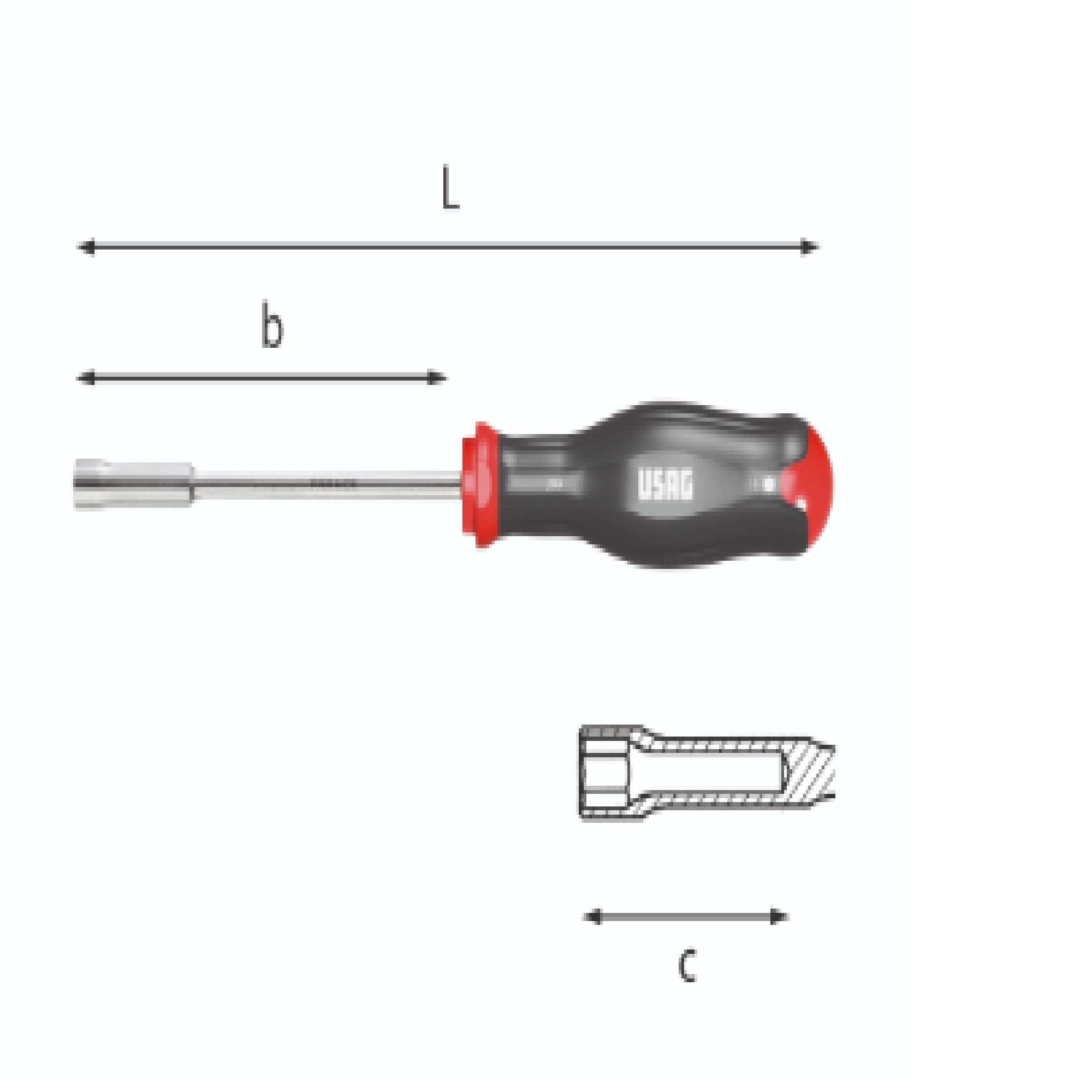 Chiave a bussola esagonale 12 mm con impugnatura - Usag 299/12 U02990210