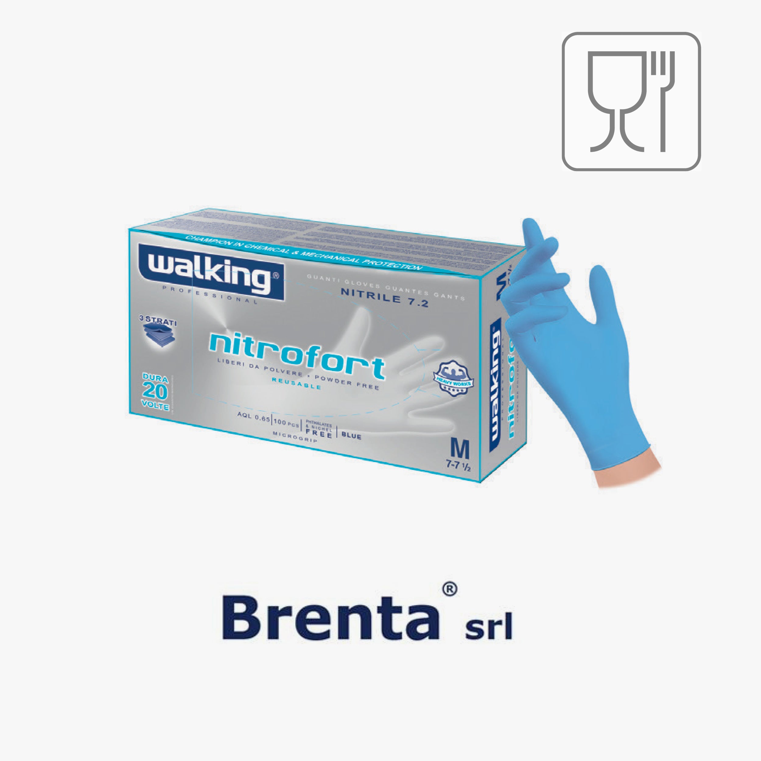 C.100 pz guanti nitrofort blu