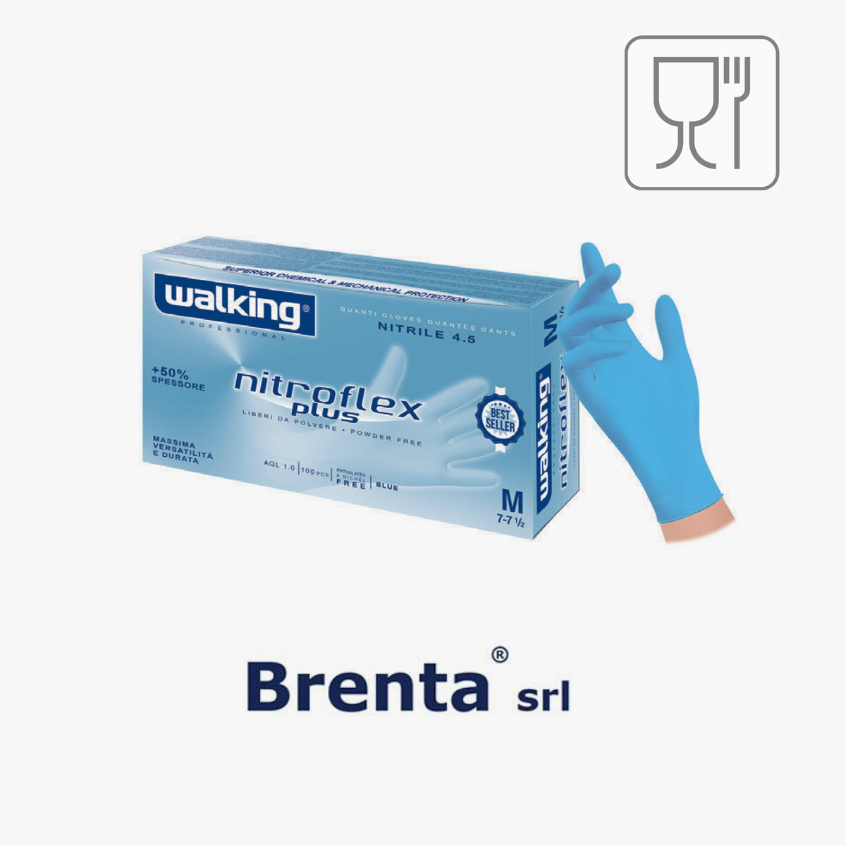 C.100 pz guanti nitroflex plus blu taglia