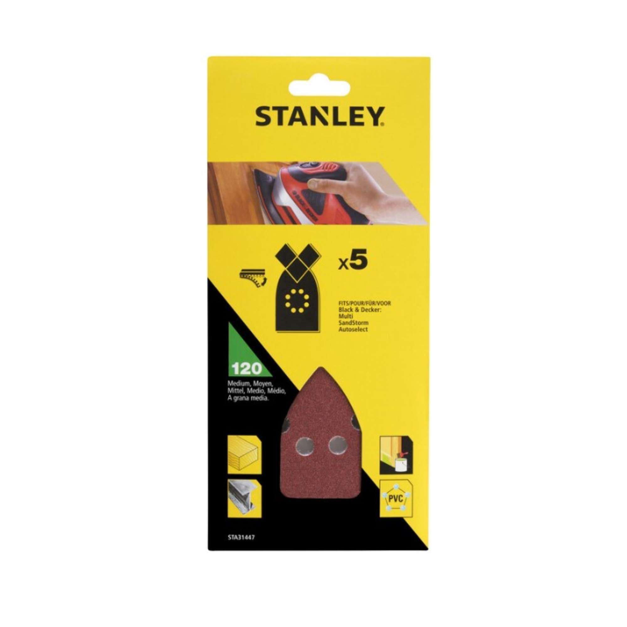 Set 5 Fogli in velcro per multilevigatrice Grana 120 - Stanley