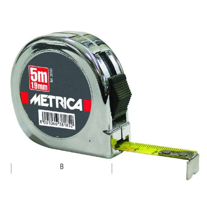Flessometro tascabile cromato 2M 13mm - 38182 Metrica