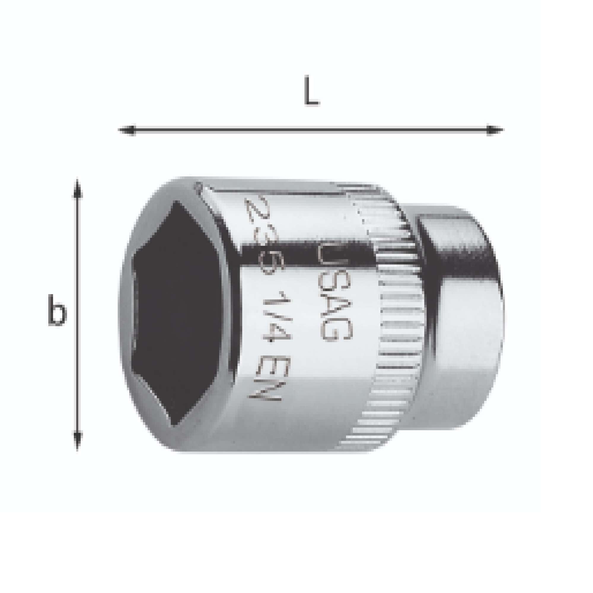 Chiave a bussola con bocca esagonale 10 mm - Usag 235 1/4 EN 10