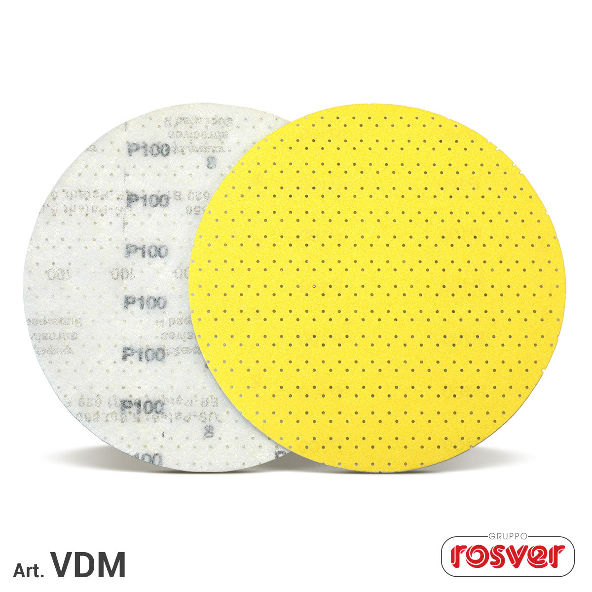 Disco Velcrato Microforato Giallo per livellare stucco G.40-220 -Rosver -VDM225 - Conf.25pz