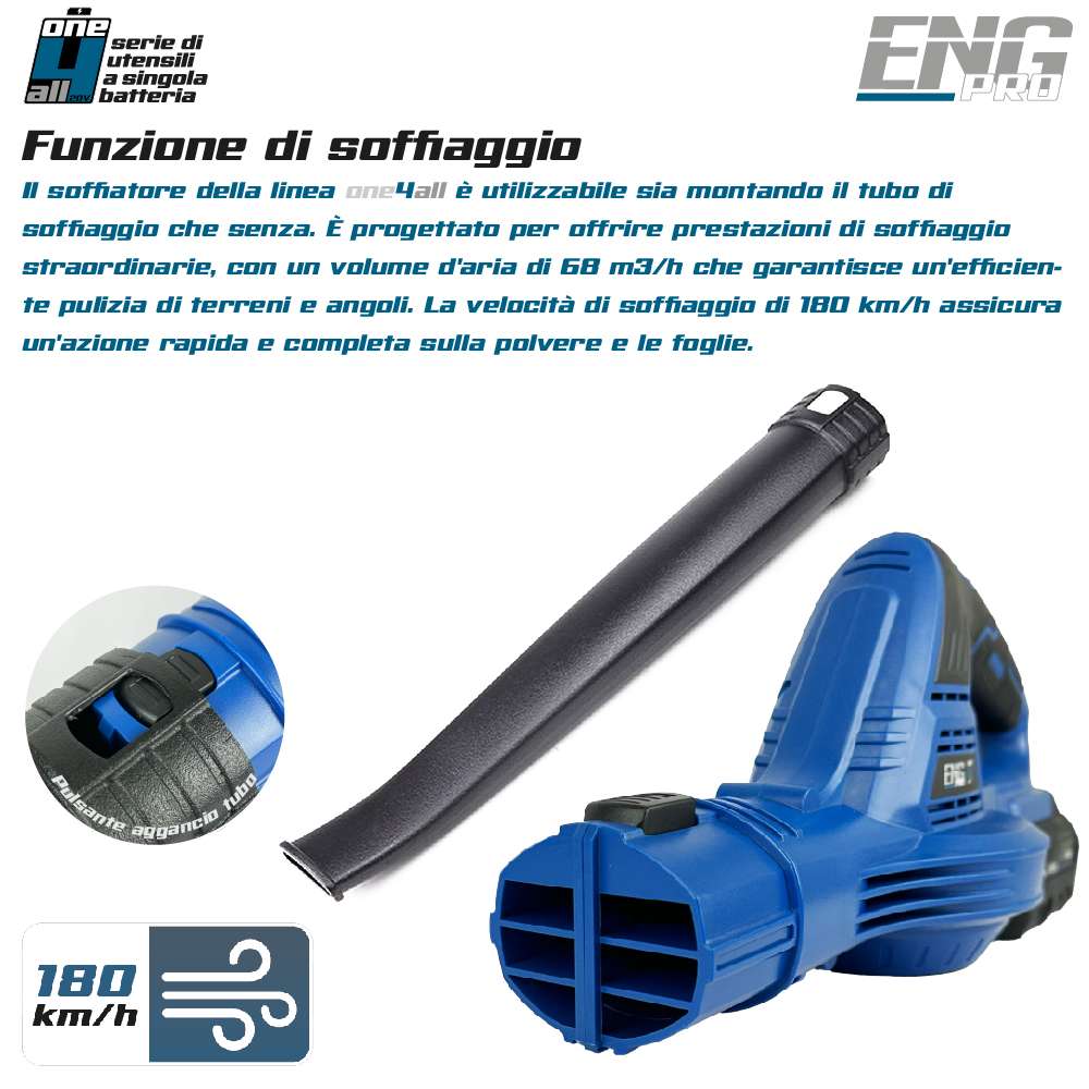 Soffiatore a batteria ENG PRO - Linea professionale ONE4ALL 20V ENGPRO 1B20-SOF0