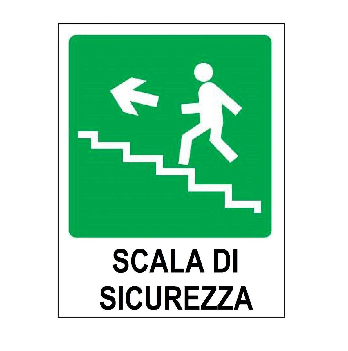 Segnaletica in alluminio SCALA DI SICUREZZA SALITA SINISTRA 250X310mm