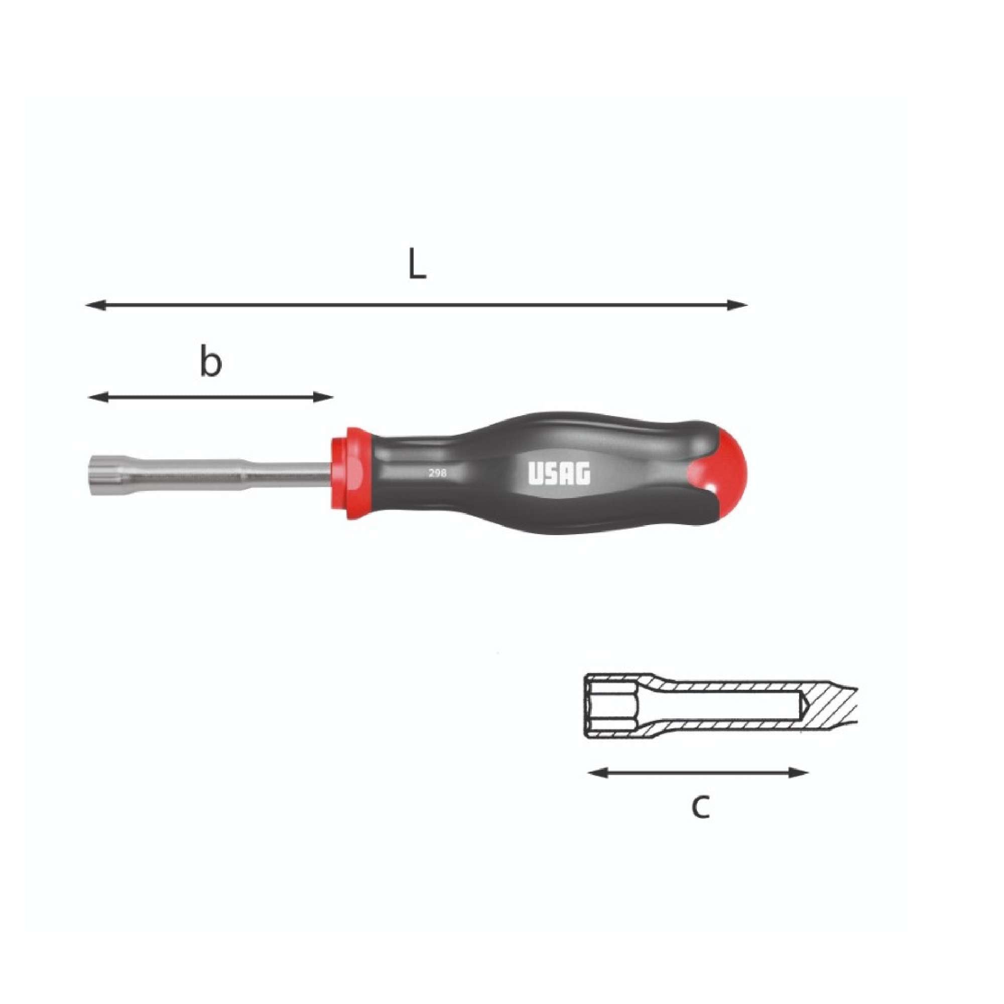 Chiave a bussola esagonale con impugnatura 10mm - Usag 298 U02980258