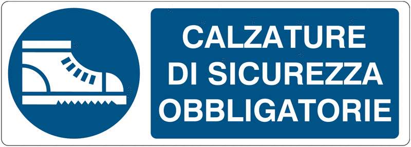 Segnaletica in alluminio CALZATURE DI SICUREZZA OBBLIGATORIE 130X355mm