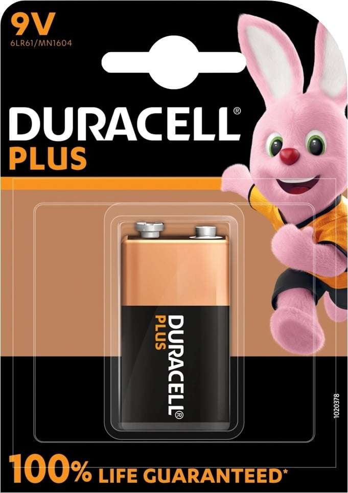 Batteria Duracell Plus 9V Pila Alcalina pluriuso con alta potenza di uscita