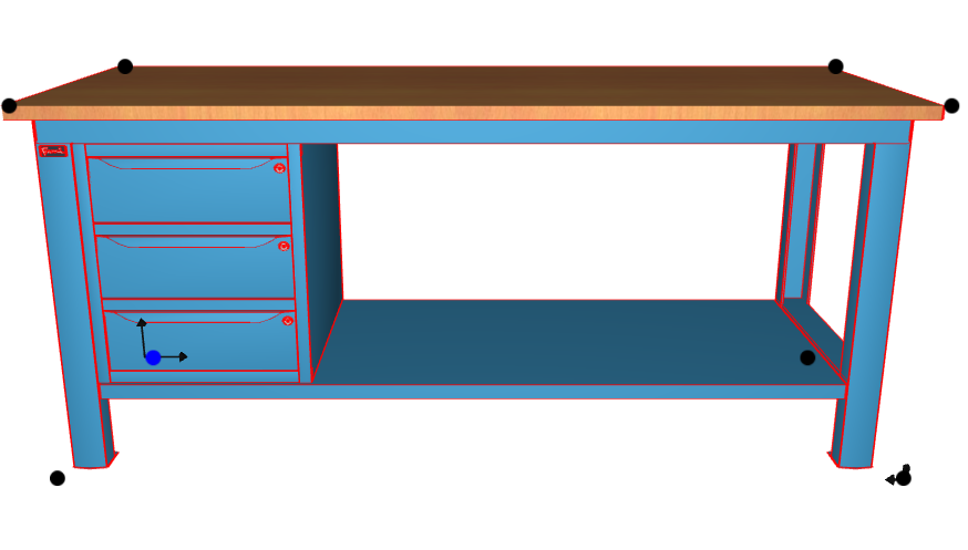 Banco da lavoro per officina piano in legno 2000 X 750 X 880 H - armadio 3 cassetti - FAMI - Blu